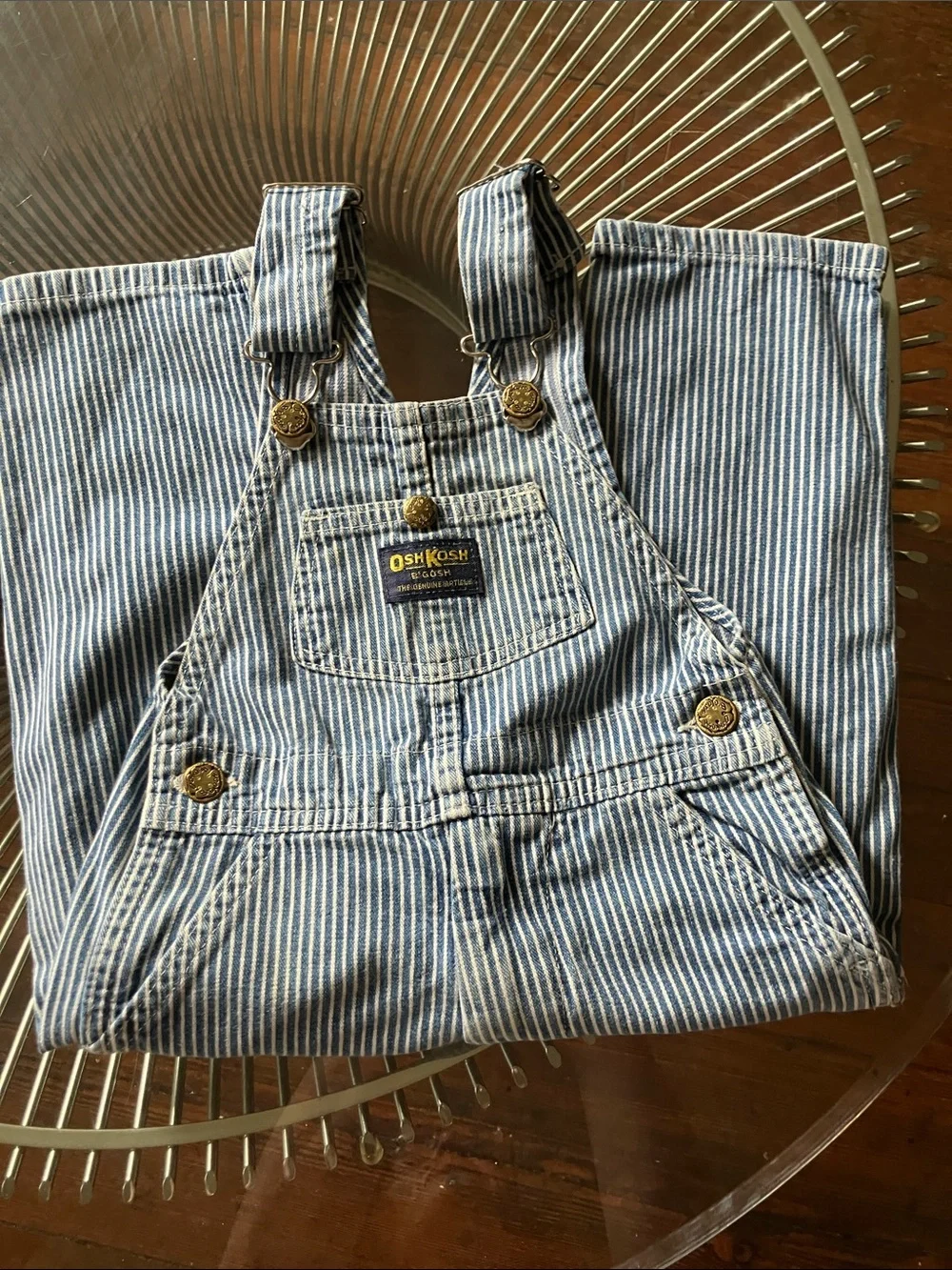 Vintage OshKosh hickory stripe overalls size 3T